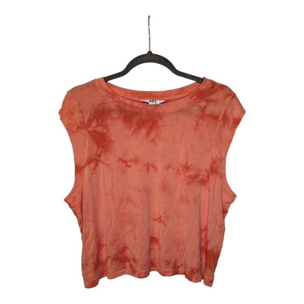 JoyLab Orange Sleeveless Tie Dye Cropped Athletic Tank Top Women's Large
